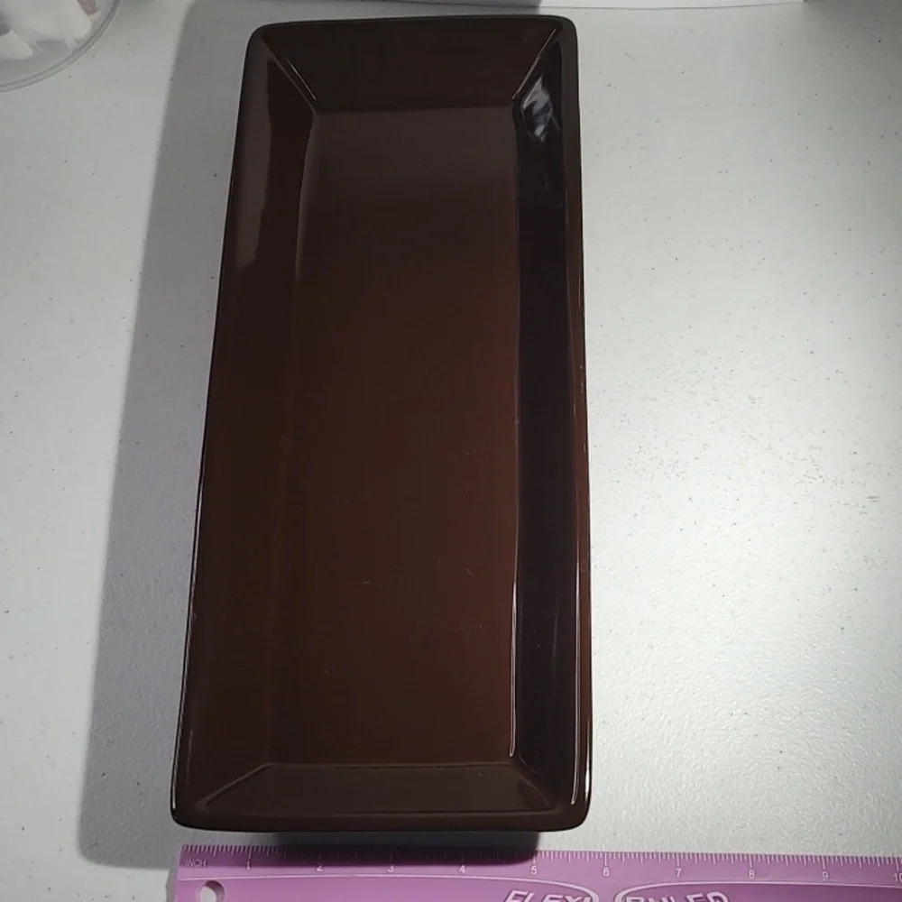 Longaberger Vitrified Pottery Tray For The Tasting Bowl Set In Chocolate Brown